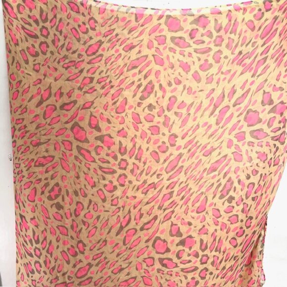 New Le Crois Soi, Scarf/ Wrap  Cotton Silk mixed , 42" 72", beige pink Print (46 - Picture 8 of 10
